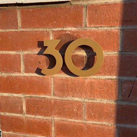 Gold Metal House Numbers, Wall Mounted House 